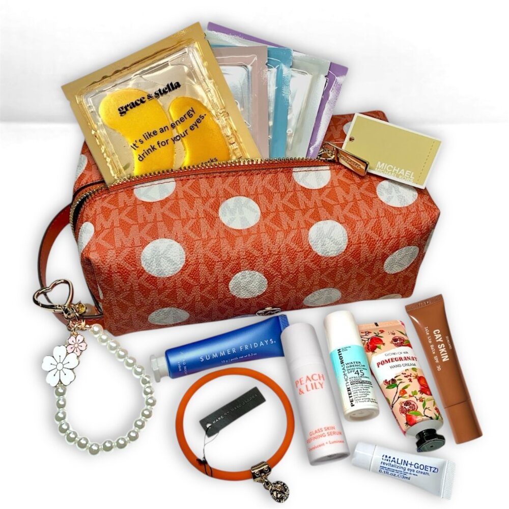 MICHAEL KORS—Jet Set Cosmetic Bag +13pc Bundle Accessories & Beauty Travel Items